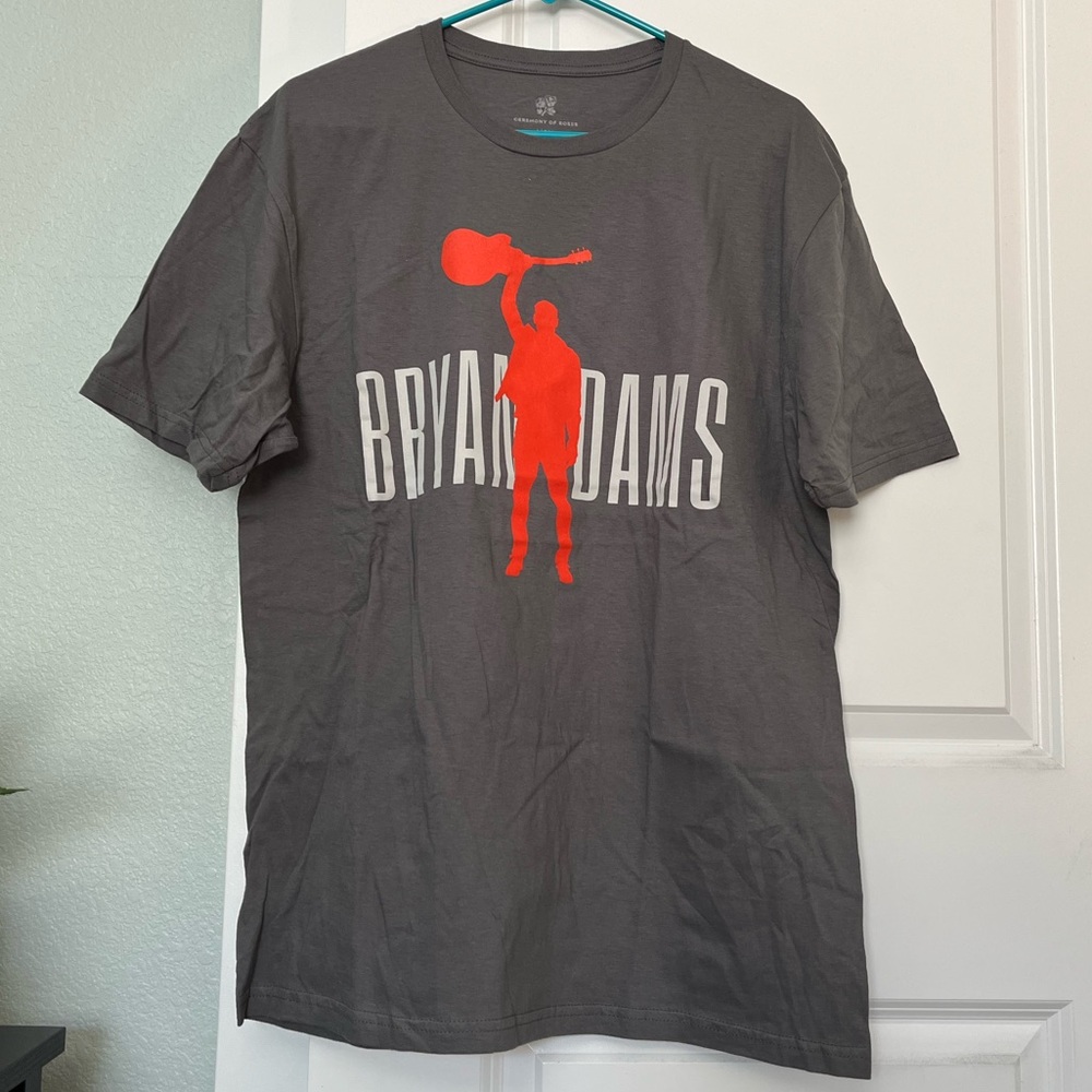 NWOT! Bryan Adams Tour Graphic Charcoal Grey T‑Shirt